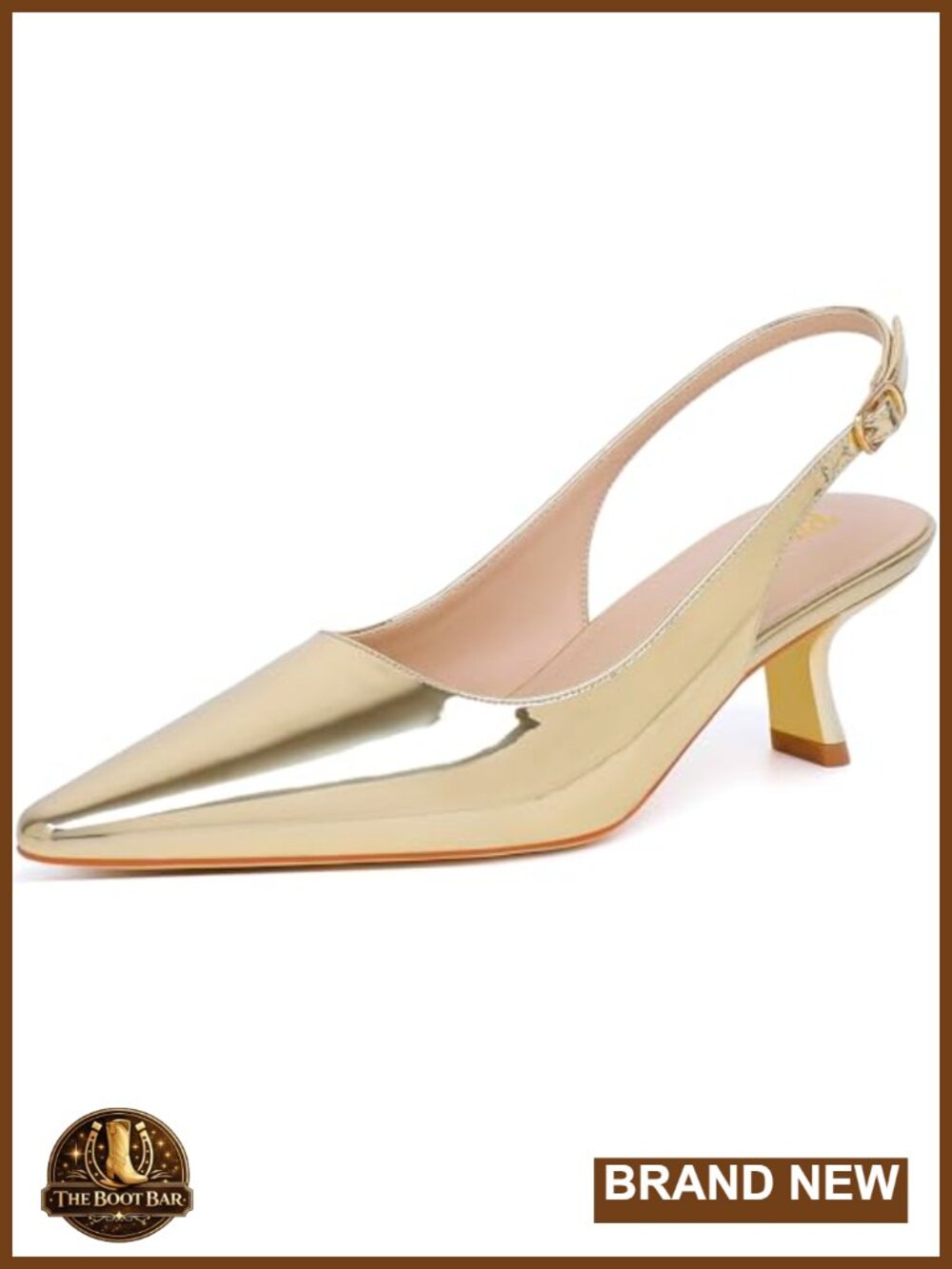 Sexy Slingback Kitten Heels Faux Leather Pointed Toe Women's Party Pumps